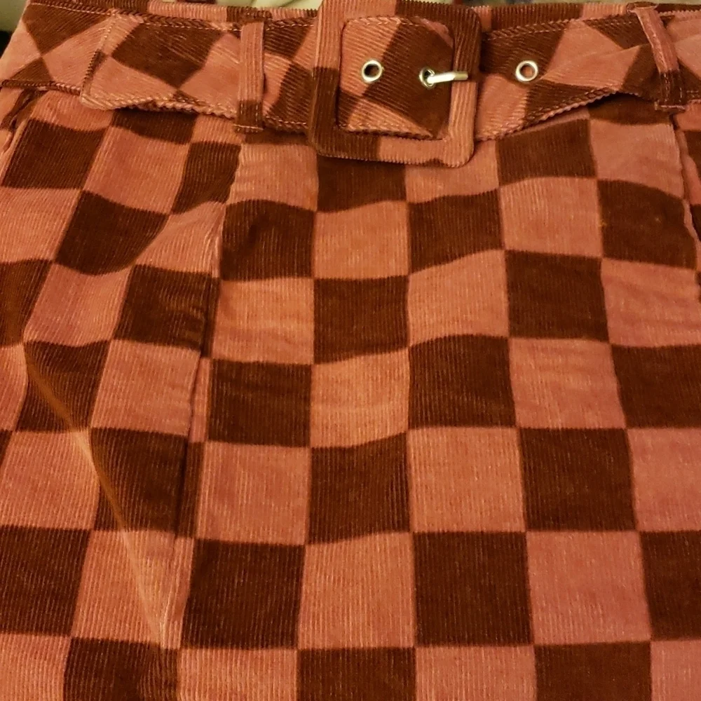 Wild Fable Purple Checked Corduroy Belted Skirt Size 6
